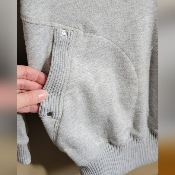 TNA Aritzia v-neck hoodie heathered grey ribbed knit sleeve cuffs & band xxs - Picture 2 of 10